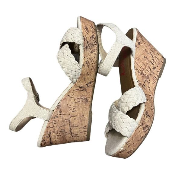 Jellypop braided canvas Panke cream colored wedge sandals size 8.5 - Picture 8 of 8